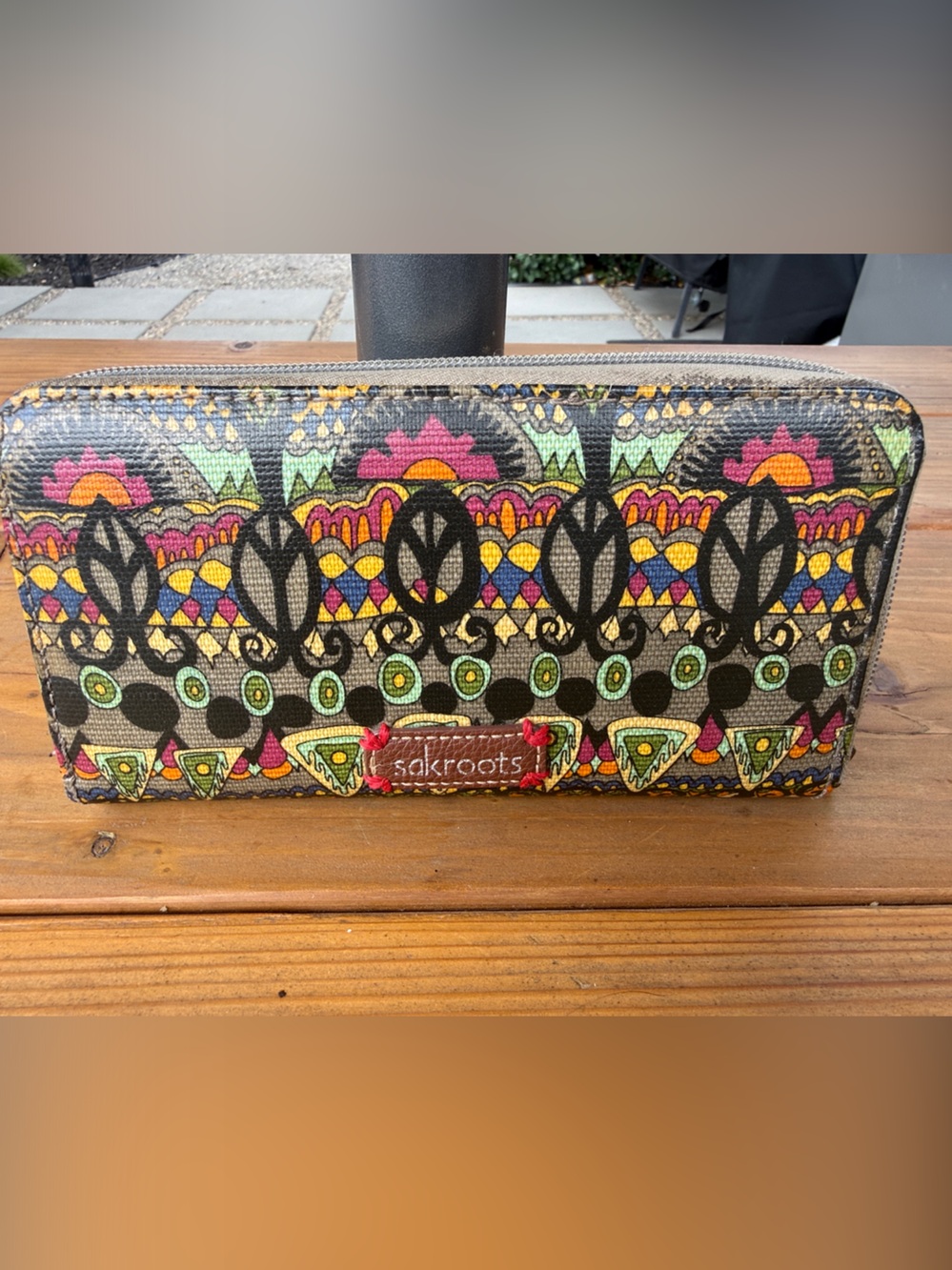 Sakroots Colorful Geometric & Floral Zip Wallet